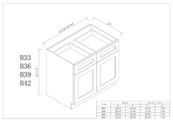 Double Drawers Double Doors Bases