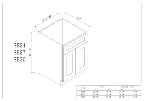 Sink Bases-2 Doors 1 False Drawer