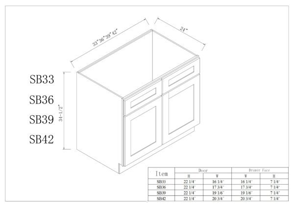 Sink Bases-2 Doors 2 False Drawers
