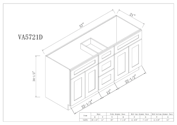 Vanity Double Sink Combo With Central Drawers