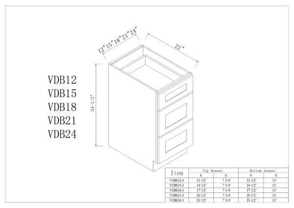 Vanity Three Drawer Bases