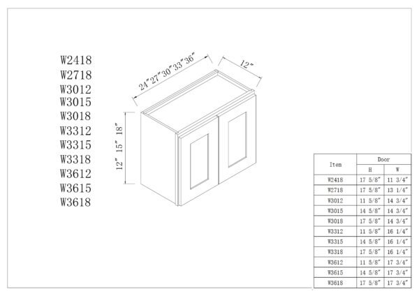 12"H Double Doors Wall Cabinets