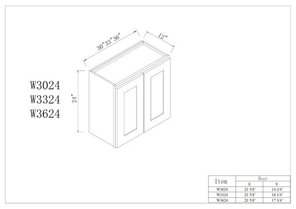 24"H Double Doors Wall Cabinets