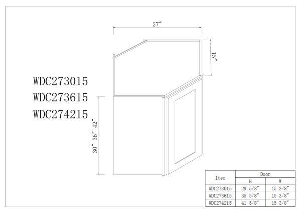 27"W Diagonal Corner Wall Cabinets