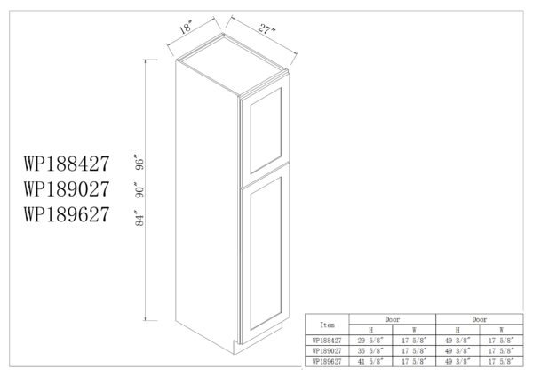27"D Single door Wall Pantries