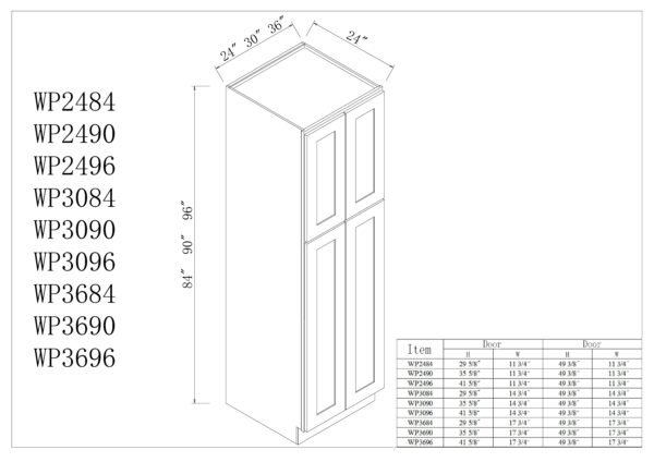 24"D Double doors Wall Pantries