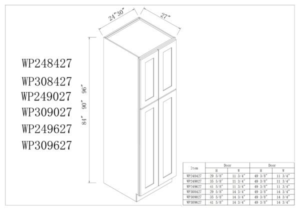 27"D Double doors Wall Pantries