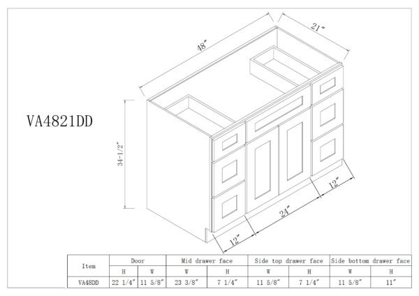 Vanity Single Sink Combo With Drawers On Both Side