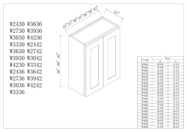 42"H Double Doors Wall Cabinets
