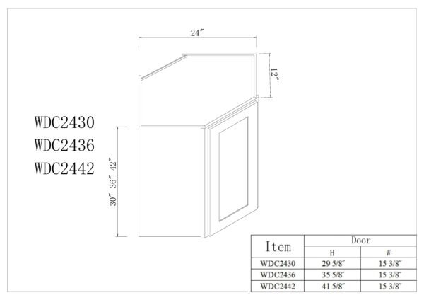 24"W Diagonal Corner Wall Cabinets