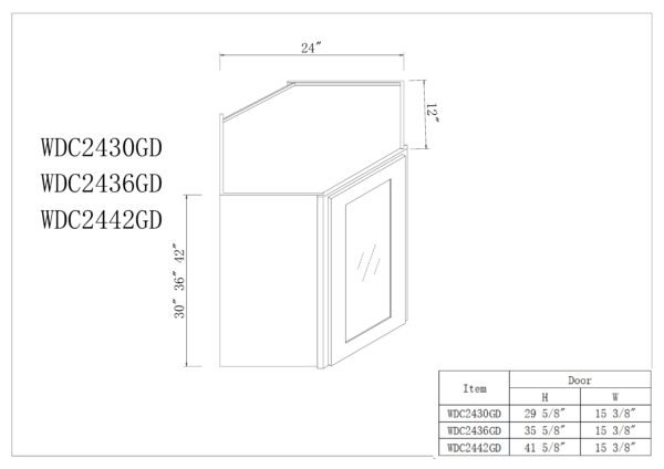 27"W GlassDoor Wall Diagonal Corner Cabinets